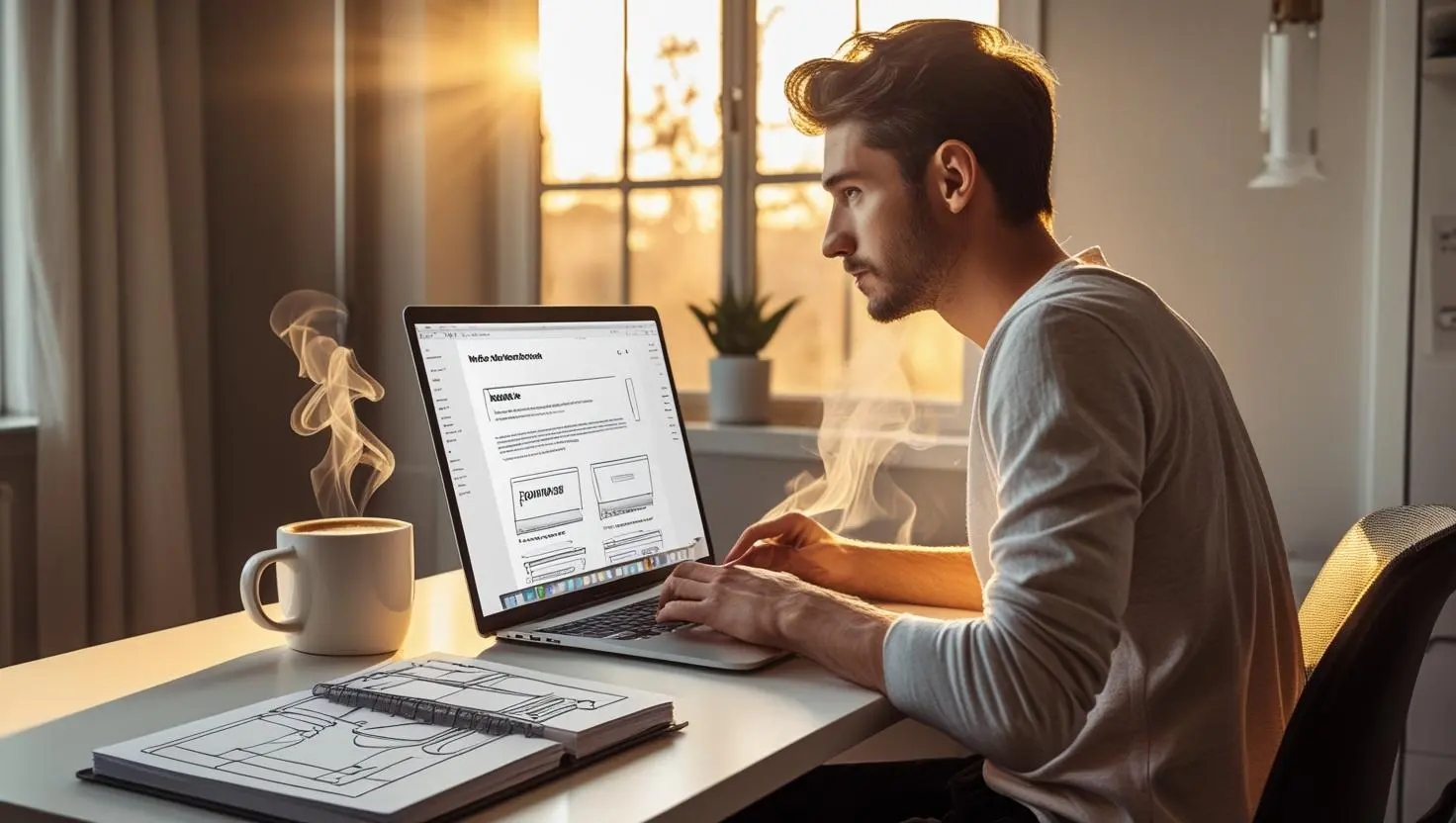 A-solo-freelance-web-designer-working-from-home_-with-a-clean-desk_-laptop-open-showing-a-website-in